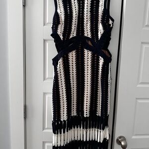 Self Portrait ruffle Knit cut out dress